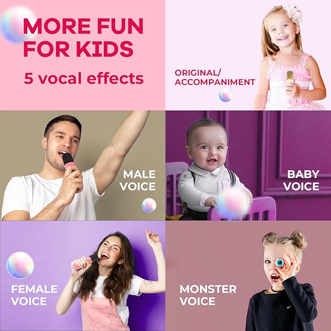 YLL Karaoke Machine for Kids, Portable Mini Speaker with 2 Wireless Microphones, 2026 Top Toys Birthday Gifts for Girls 3, 4, 5, 6, 7, 8, 9, 10, 12+ Years Old Toddler Party Grandkids Present (Rose)