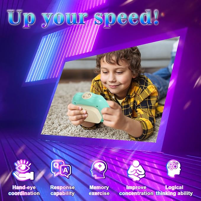 Fast Push Machine Light Up Fidget Toys for Kids Adults, Handheld Game for Kids 3-12, Quick Push Bubble Stress Toy, Sensory Toys Travel Games, Xmas Birthday Gifts for Boys Girls (Green)