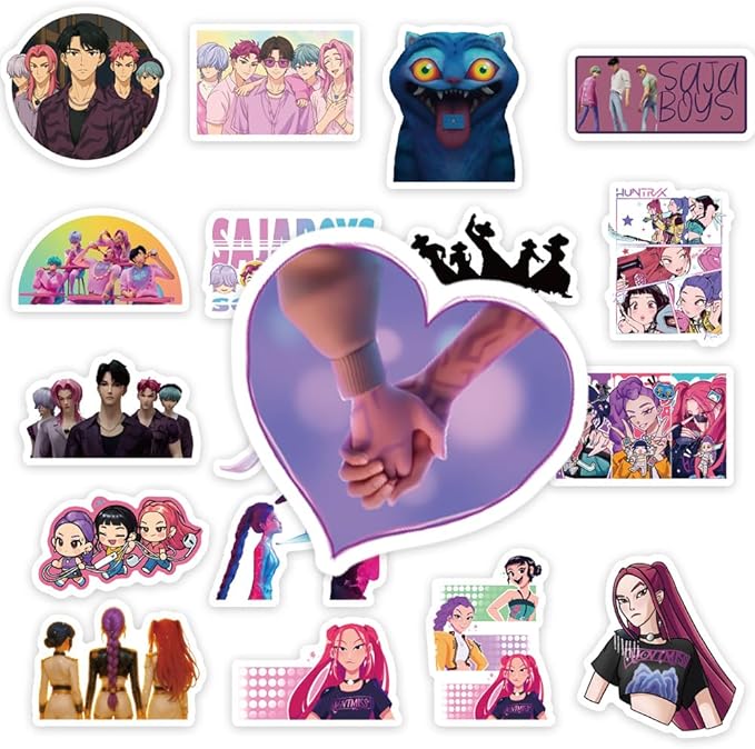 Demon Movie Hunters Stickers,74PCS Korean Idol Anime Style Stickers for Water Bottles,Waterproof Vinyl Decal for Teen Girl Adult Laptop Skateboard Phone Case Guitar Travel Case Bike Notebook
