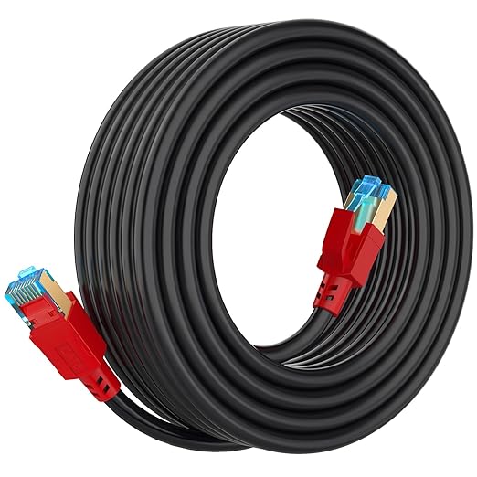 Cat 8 Ethernet Cable 75 ft, Outdoor&Indoor, High Speed 26AWG Internet Cable 40Gbps 2000Mhz, Shielded Direct Burial RJ45 Network Cable,Weatherproof S/FTP UV Resistant Cable for Router/Modem/Xbox/Gaming