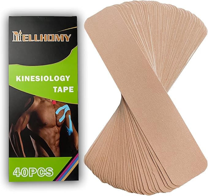 Kinesiology Tape Precut -40Strips | Pro Elastic Athletic Tape,Cotton Waterproof Breathable K Tape for Joints Support & Muscle Pain Relief,Perfect for Ankle Knee Sports Activity(Skin Color)