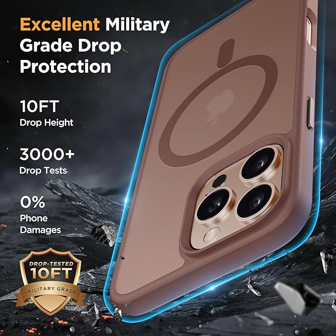 Miracase Magnetic Series for iPhone 16 Pro Case [Compatible with MagSafe] [with 2X Screen Protectors] Military-Grade Protection, Anti-Fingerprint, Slim Phone Case for 16 Pro 6.3 inch - Champagne