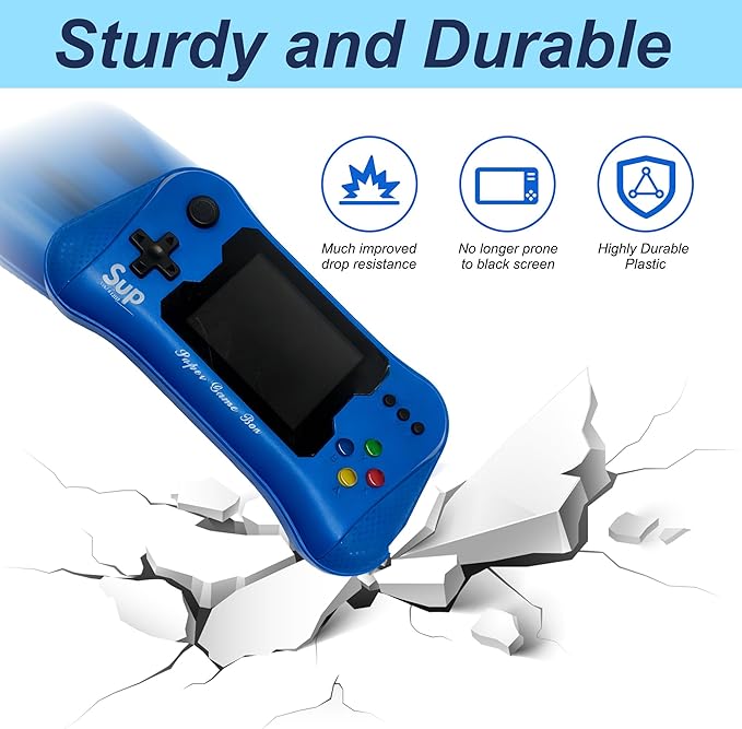 Handheld Game for Kids, Preloaded 500 Retro Video Games, Portable TV Video Gaming Player, Portable Gaming Player Rechargeable Battery 3.5" LCD for Grandkids and Toddlers (Blue)