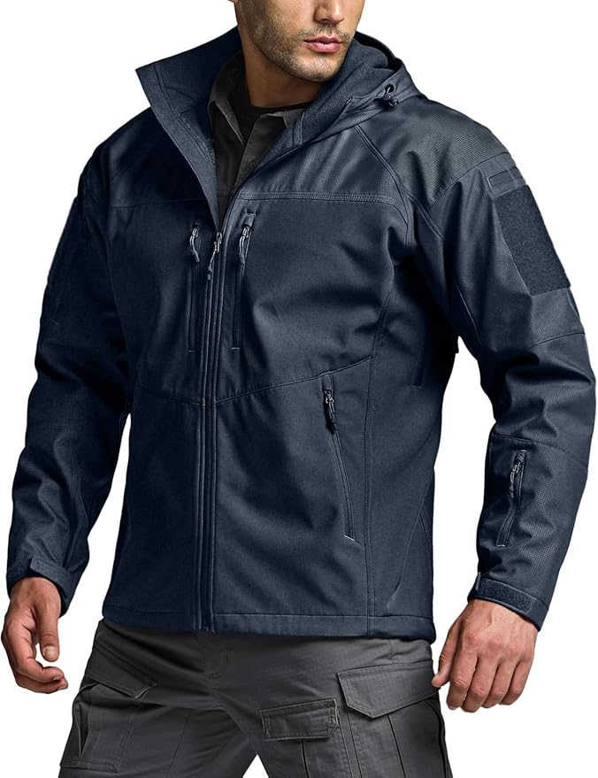 CQR Men's Tactical Softshell Jacket, Winter Warm Fleece Lined Coat, Water Resistant Outdoor Hunting Hiking Rain Windbreaker