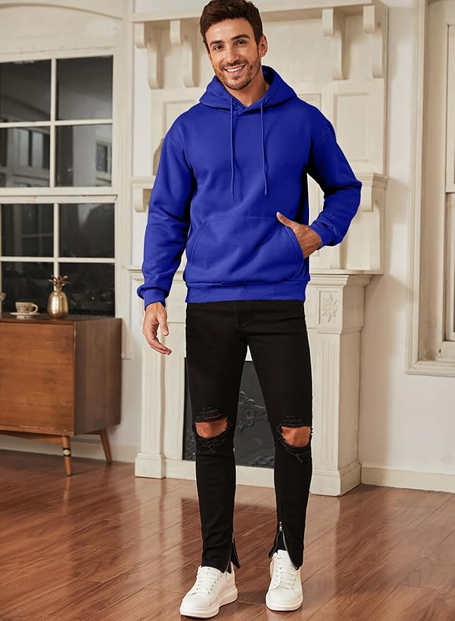 JMIERR Mens Casual Cotton Hooded Collar Drawstring Hoodies Pullover Sweatshirts Casual Long Sleeve Shirts