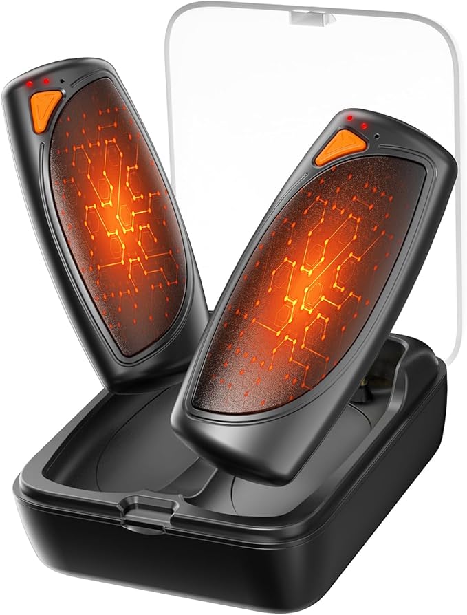Hand Warmers Rechargeable with Charge Case, 2 Packs 14,000mAh Electric Hand Warmer Battery Powered Dual Sided Reusable Long Battery Life Portable Pocket Heater Gifts for Men Women Golf, Hunting Gear