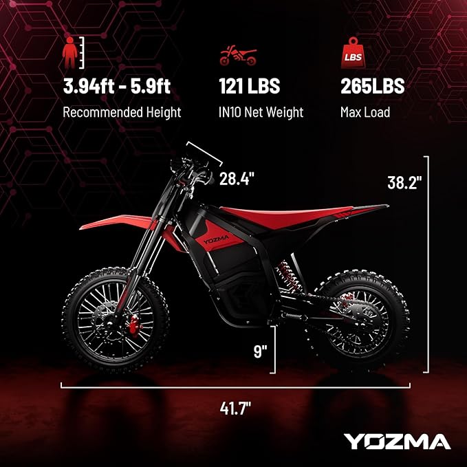 IN10 Electric Mini Dirt Bike for Teens & Adults, 14"/12" Fat Tire 2600W Electric-Motorcycle with 48V 23AH Battery Ebike 40MPH Hydraulic Brakes Mountain Off-Road EBike, Fit Age 13+