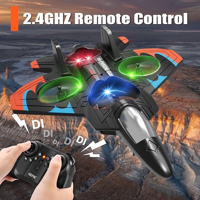 4DRC V32 Foam RC Planes with 3 Batteries, RC Planes for Kids Adults, RC Airplane Helicopter Drone Fighter Jet with Light, 360° Flip, Stunt Roll, Airplane Toy Gifts for Kids Boys Adults Beginners