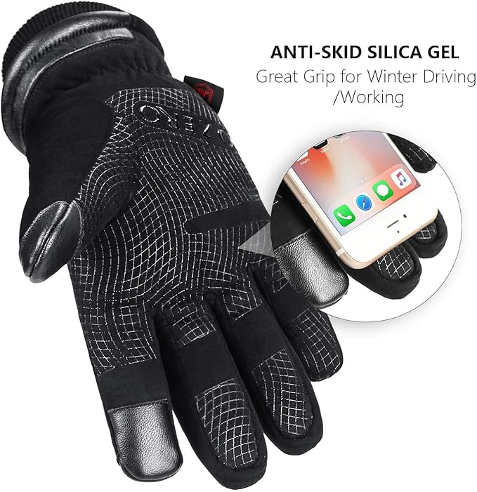OZERO Waterproof Winter Gloves Men Women: Touchscreen Thermal Insulated Ski Snow Gloves Motorcycle in Cold Weather Warm Gifts