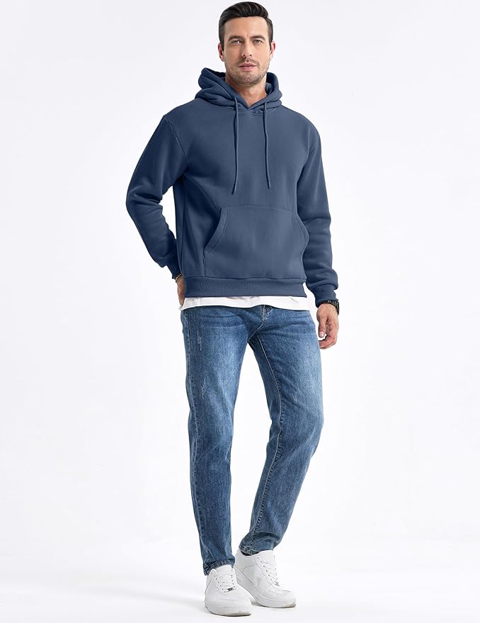 JMIERR Mens Casual Cotton Hooded Collar Drawstring Hoodies Pullover Sweatshirts Casual Long Sleeve Shirts