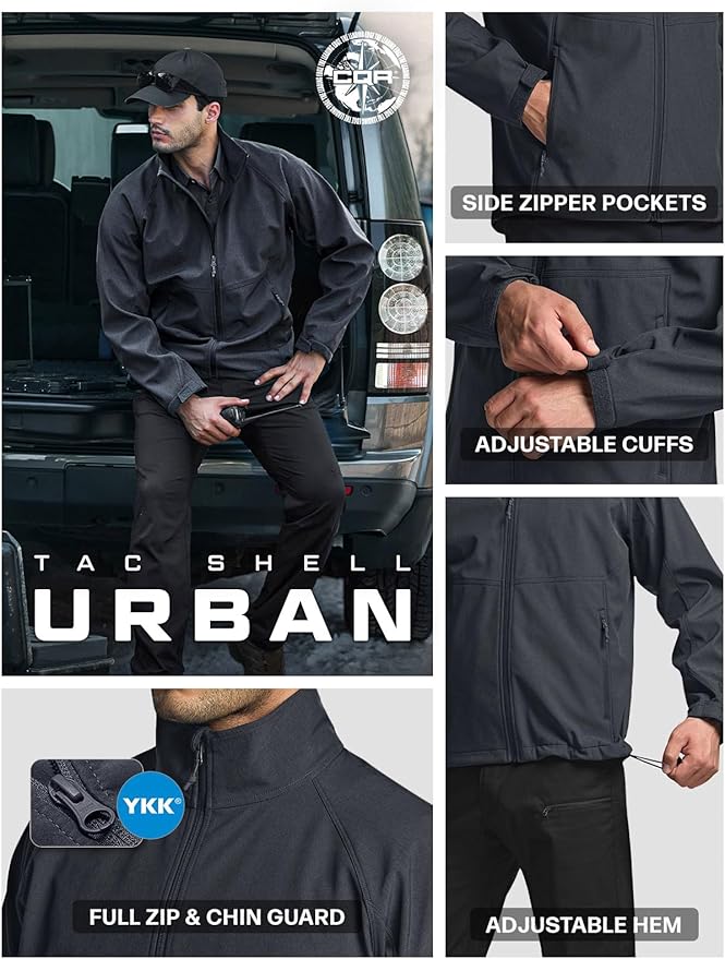 CQR Men's Tactical Softshell Jacket, Winter Warm Fleece Lined Coat, Water Resistant Outdoor Hunting Hiking Rain Windbreaker