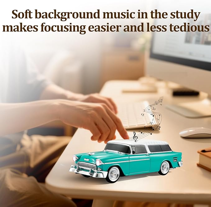 Retro car-shaped Bluetooth speaker, high-definition sound quality, TWS pairing, multiple interface outputs, truck model Bluetooth speaker, suitable for desktop decoration, parties, beach (GREEN)