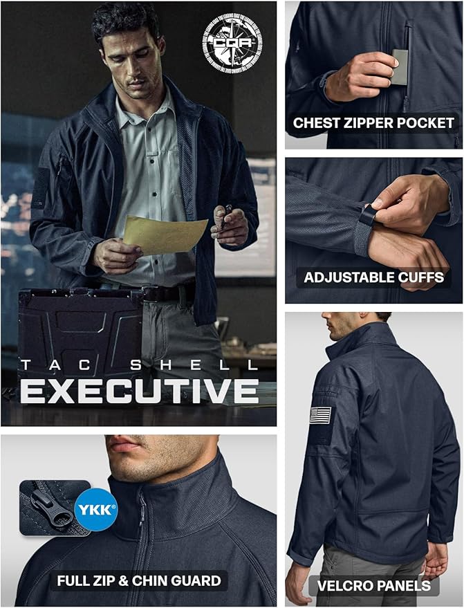 CQR Men's Tactical Softshell Jacket, Winter Warm Fleece Lined Coat, Water Resistant Outdoor Hunting Hiking Rain Windbreaker