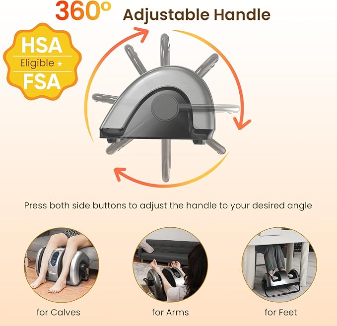 TISSCARE Shiatsu Foot Massager with Heat: FSA Eligible HSA Foot Massager for Neuropathy, Plantar Fasciitis and Pain Relief-Massage Feet/Leg/Calf/Ankle at Home/Office, Gifts for Women and Men(Gray)