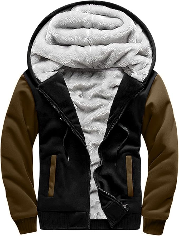 MACHLAB Men's Pullover Winter Workout Fleece Hoodie Jackets Full Zip Wool Warm Thick Coats