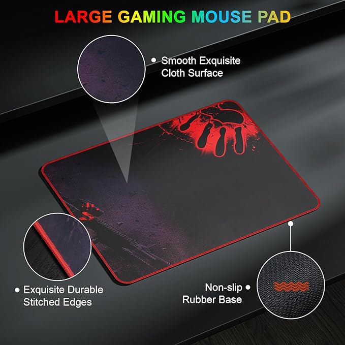 RGB 87 Keys Gaming Keyboard and Backlit Mouse Combo,BlueFinger USB Wired Rainbow Keyboard,Gaming Keyboard Set for Laptop PC Computer Game and Work