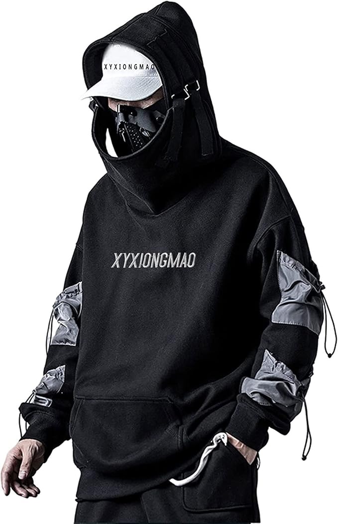 XYXIONGMAO Streetwear Techwear Hoodie Tactical Mens Black Urban Hip Hop Japanese Sweatshirt