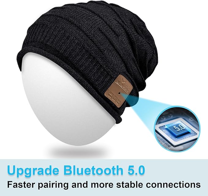 Bluetooth Beanie for Men Hat with Headphones,Unisex Tech Gifts Stocking Stuffers Adults
