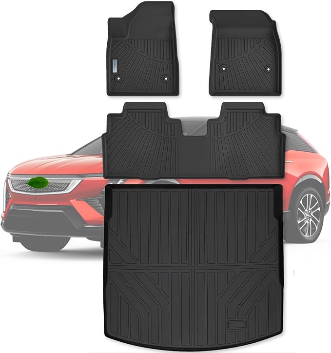 Floor Mats & Trunk Mat for All-New 2025 Cadillac Optiq Optiq V,TPE All Weather Protection 2 Rows Car Floor Liners with Cargo Liner Accessories