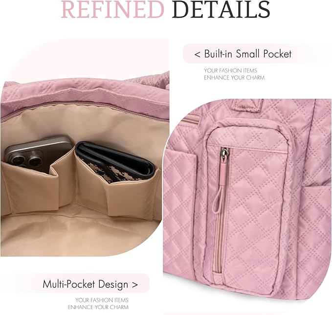 Tote Bag for Women Purses and Weekender Bags Quilted Shoulder Bags 2PCS with Zipper