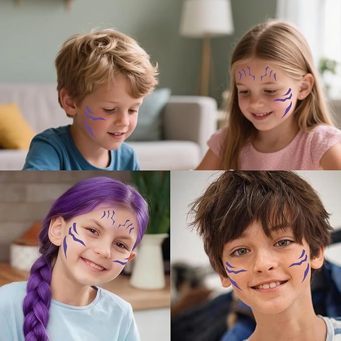 8 Rumi tattoos, trendy anime Rumi cosplay purple temporary tattoo stickers, Halloween cosplay party waterproof cosplay costume accessories (purple)
