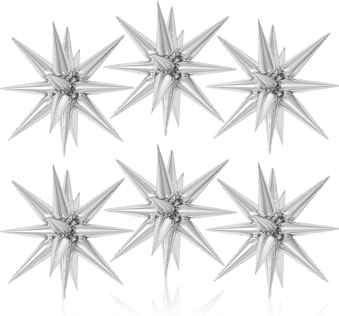 6PCS Star Balloons, 22Inch Large Silver Star Balloon Foil Balloons Party Balloon for Birthday Graduation Wedding Anniversary Party Backdrops Decorations