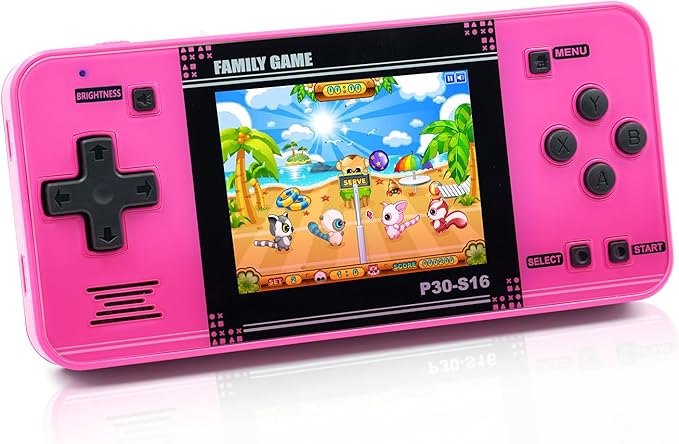 Handheld Game for Kids -Preloaded 220 Retro Video Games, Portable Gaming Player with Rechargeable Battery 3.0" LCD Screen, Mini Arcade Electronic Toy Gifts for Boys Girls (Red)