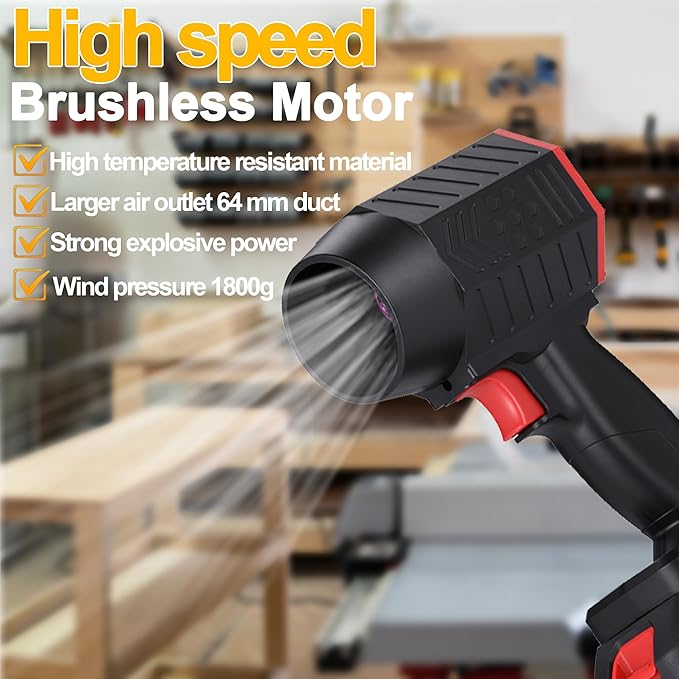 Jet Blower 4.0, Electric Cordless Leaf Blower 160,000 RPM 200 Mph,64 mm Air Outlet, 1800g Air Pressure，Handheld Leaf Blower，Blower for Patio,Lawn,Blowing Leaves (for Dewalt)