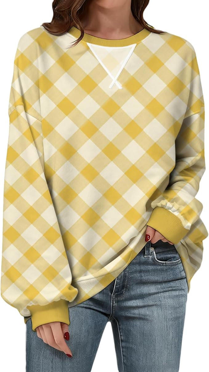 Womens Sweatshirts Fahsion Floral Print Long Sleeve Comfy Fall Tops Oversized Casual Crewneck Pullover Shirts