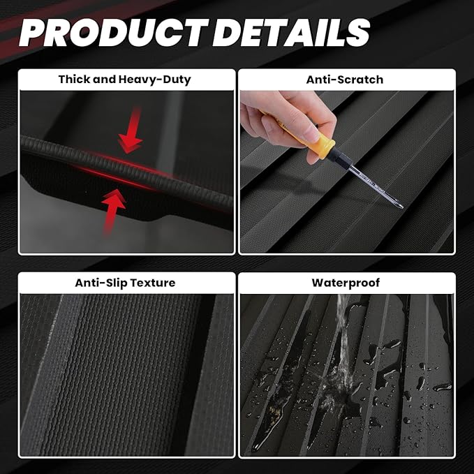 LASFIT 6.5ft Bed Mat for Ford F-150 2026 2025 2024 Truck Box All Weather Protector TPE Durable Easy Clean Bed Liner for F150-Not Fit for Drop in Bedlienr