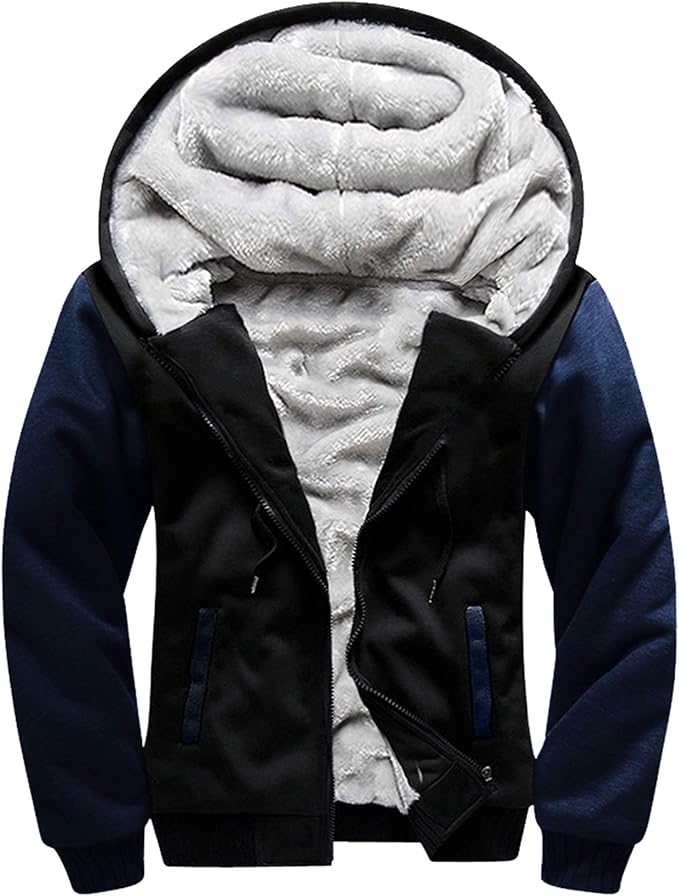 MACHLAB Men's Pullover Winter Workout Fleece Hoodie Jackets Full Zip Wool Warm Thick Coats
