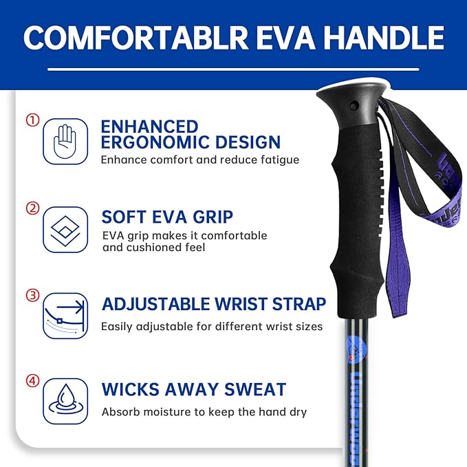 Collapsible Trekking Poles for Hiking 2 Pack - Adjustable Aluminum Hiking Poles, Lightweight Walking Sticks for Women, Men, Seniors, Kids, Trekking Sticks for Backpacking by Underwood Aggregator
