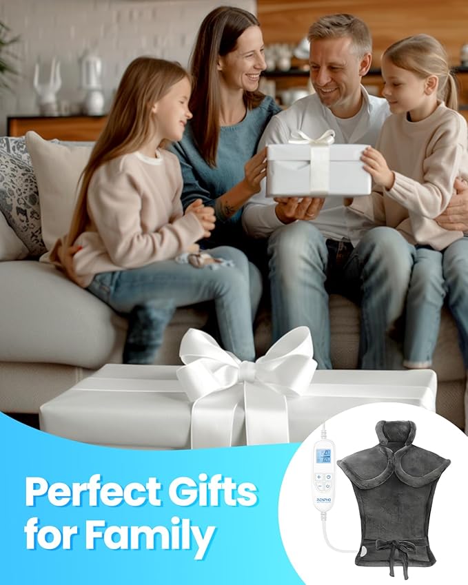 RENPHO Electric Heating Pad for Back, Valentines Day Gifts for Her Him, Birthday Gifts for Women Men Mom, FSA Eligible HSA Approved, Large Heat Pad for Neck Shoulders, 24"x33", ETL Certified, Gray