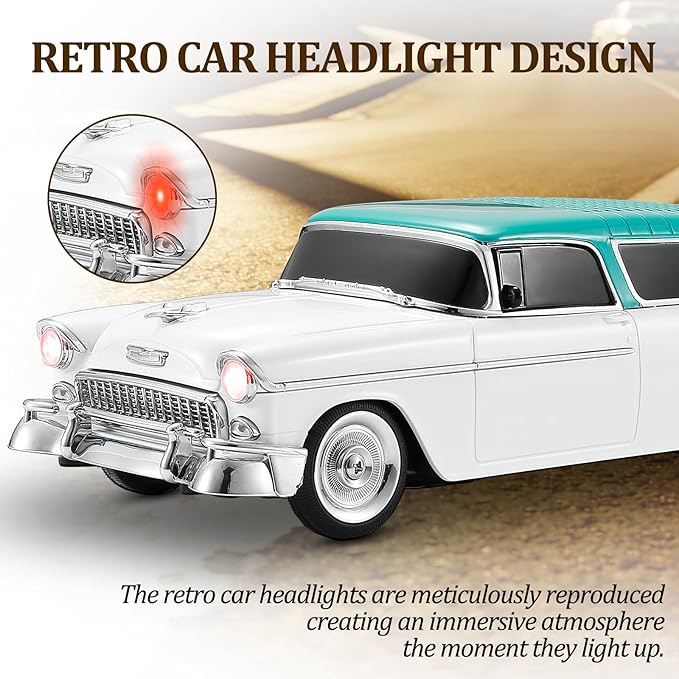 Retro car-shaped Bluetooth speaker, high-definition sound quality, TWS pairing, multiple interface outputs, truck model Bluetooth speaker, suitable for desktop decoration, parties, beach (WHITE)