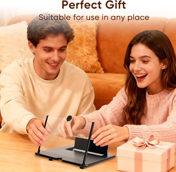 Mobile Phone Magnifier Screen,2026 New 3D HD Magnifier Projector Screen Enlarger for Movies,Videos,Gaming and Travel,Foldable Phone Stand with Screen Amplifier,Supports All Smartphones (Black, 12inch)