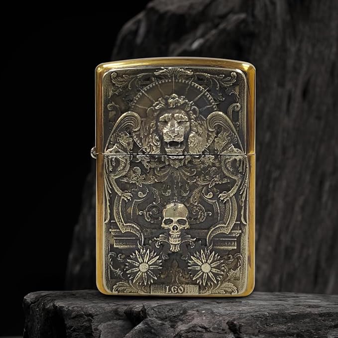 Brass Lighter Case Handmade Gift for Men,Lighter Pouches Protective Storage Case Holder for Father, Boyfriend, Husband Stylish Design for Home Everyday Carry Outdoor Hiking Camping
