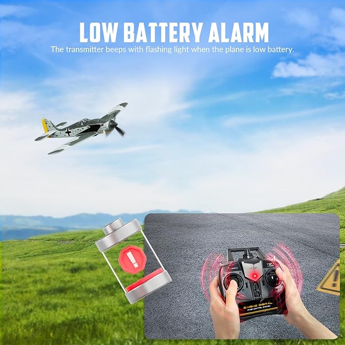 volantexrc RC Plane FW190 Fighter 4CH Remote Control Airplane RTF with Aileron, Gyro, Aerobatics & 3 Modes to Fly, Hobby Radio Controlled Warbird Aircraft for Adults, Beginners (761-17)