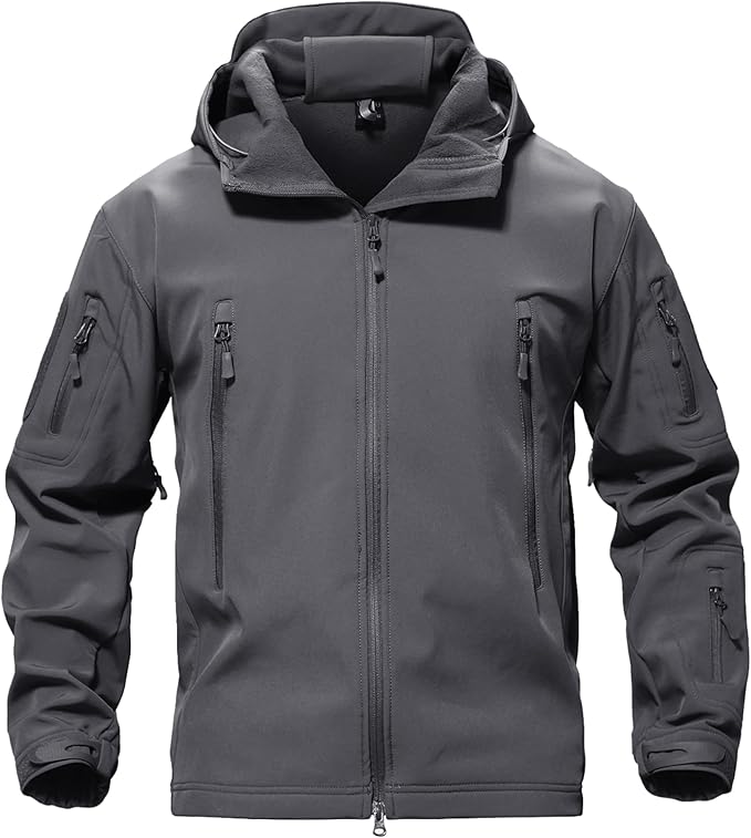 TACVASEN Men's Special Ops Military Tactical Soft Shell Winter Warm Fleece Lined Jacket Rain Hood Coat Hiking Snowboard
