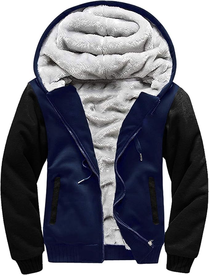 MACHLAB Men's Pullover Winter Workout Fleece Hoodie Jackets Full Zip Wool Warm Thick Coats
