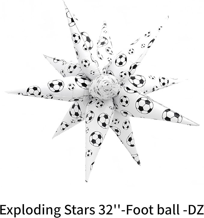 4D Soccer Ball Balloons 32 Inch/Black White Soccer Explosion Star Foil Balloons for Boys Men Father’s Day/World Socce Cup Party Supplies for Football Lover/Soccer Parade Float Birthday Sports Party