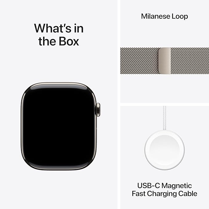 Apple Watch Series 11 [GPS + Cellular 46mm] Smartwatch with Natural Titanium Case with Natural Milanese Loop - M/L. Sleep Score, Fitness Tracker, Health Monitoring with AppleCare+ (2 Years)