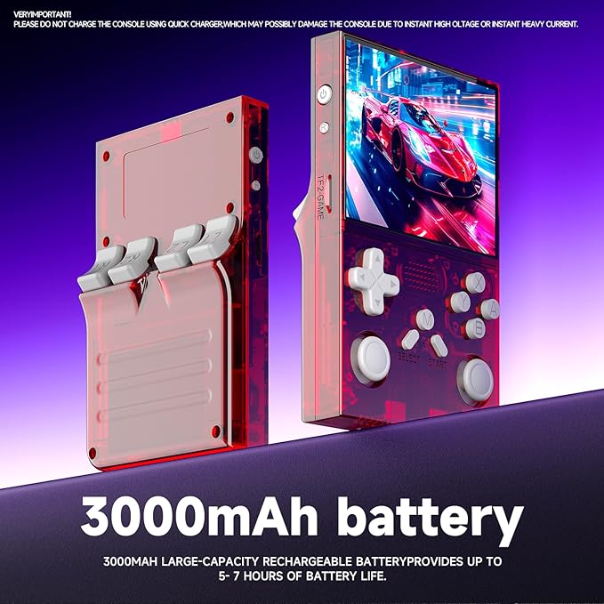 R40 Retro Handheld Game Console - 3.5 Inch IPS Screen, 128GB Storage, Portable Arcade Gaming Device, 3000mAh Battery, Type-C Charging, Red