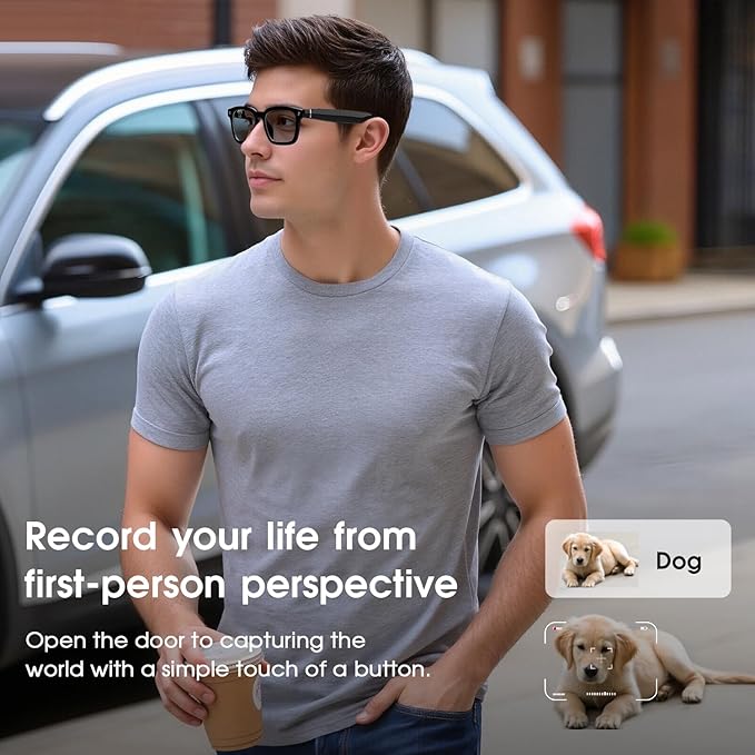 Smart Glasses with Camera, 8MP HD Camera Glasses, 1200P Video Recording Glasses With AI Assistant, Real-Time 139-Language Translation, Color-Change Lenses, Bluetooth Eyeglasses for Indoor Outdoor Use