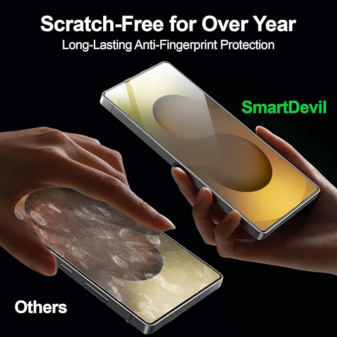 SMARTDEVIL [3 Pack for Samsung Galaxy S25 Screen Protector, Finger Print Reader Compatible, Fast & Easy Installation, Clear 9H Tempered Glass Film, Alignment Frame [Dust-Free & Bubble-Free]