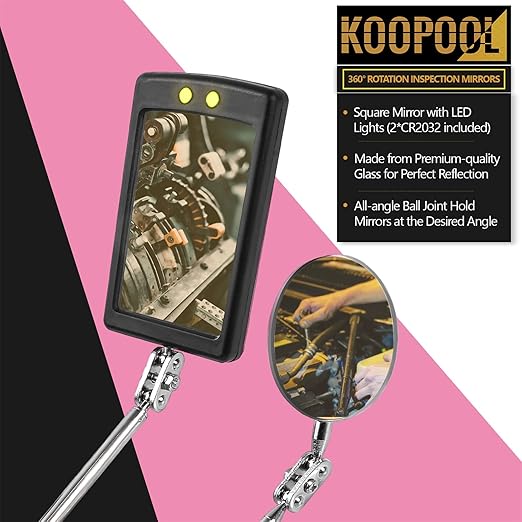 Telescoping Magnetic Pickup Tool Set, Inspection Mirror Telescoping, LED Flashlight, Cool Gadgets for Men, Stocking Stuffers, Gifts for Dad, Husband, Kids, Boyfriend, Magnet Stick
