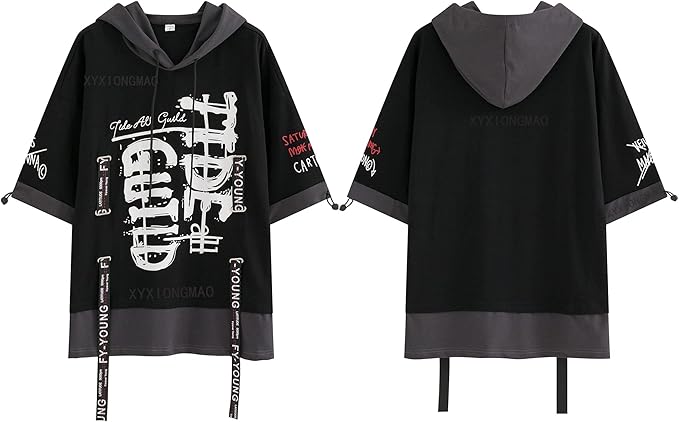 XYXIONGMAO Techwear Shirt Japanese Streetwear Hip Hop Shirts Men Graphic T Alphabet Design Workwear Gothic Hoodie