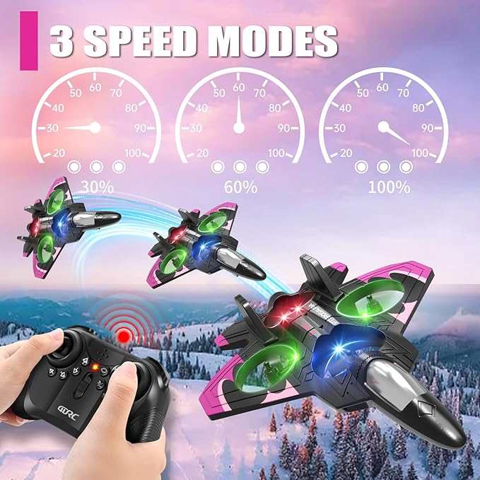 4DRC V32 Foam RC Planes Remote Control Airplanes for Girls Boys Adults, RC Drone Airplane Helicopter Fighter Jet with Light, Fighter Jet Toys, Airplane Toy Gifts for Kids Adults Beginners