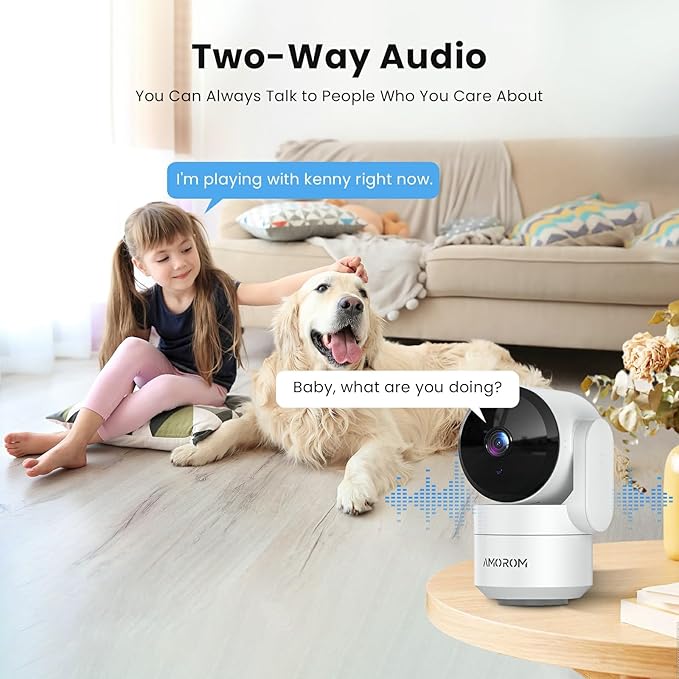 Indoor Security Camera 360° with Pan/Tilt, Pet Dog Baby Monitor, 1080P HD Night Vision, Motion Detection, 2-Way Talk, Alexa & Google Home Compatible (2.4GHz WiFi)