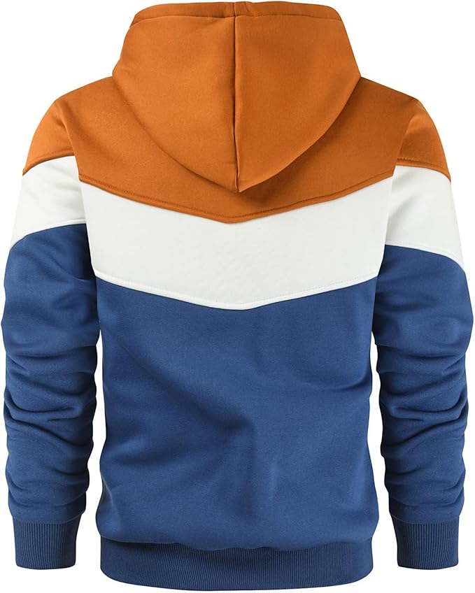Gesean Men's Novelty Color Block Pullover Fleece Hoodie Long Sleeve Casual Sweatshirt with Pocket