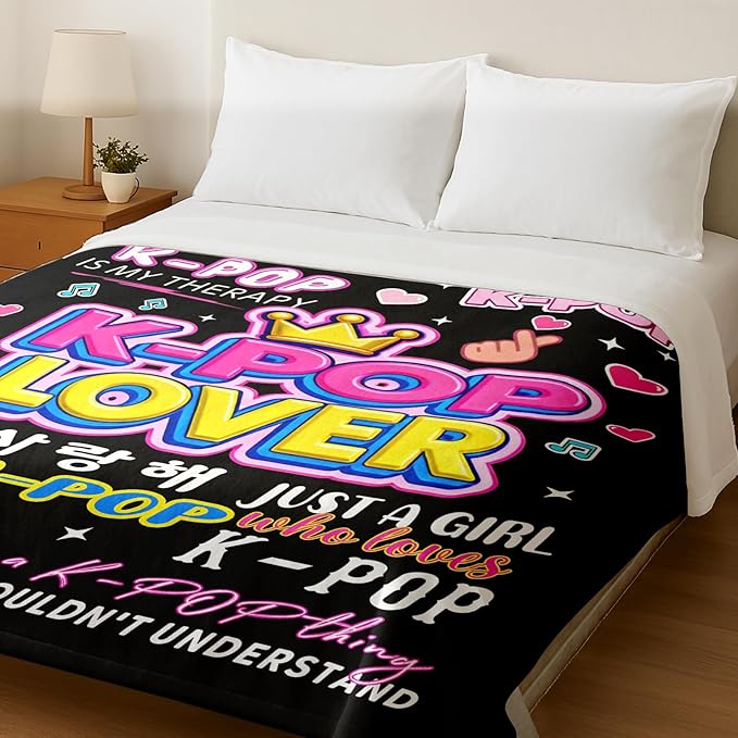 Kpop Blanket Gifts for K-Pop Fans - Super Soft Flannel Kpop Blankets for Girls Teen Fans Bedding Couch Sofa - Korean Kpop Merch Fandom Throw for Idol Lovers Dorm Decor Christmas (Style 01, 60 X 80)